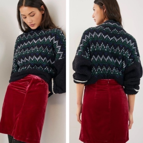 Anthropologie red velvet montie Skirt 6 - Picture 1 of 5